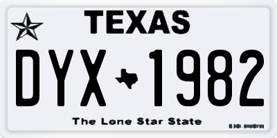 TX license plate DYX1982
