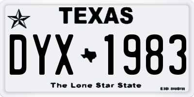 TX license plate DYX1983