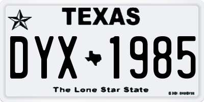 TX license plate DYX1985