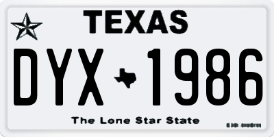 TX license plate DYX1986
