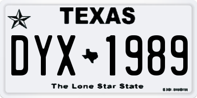 TX license plate DYX1989
