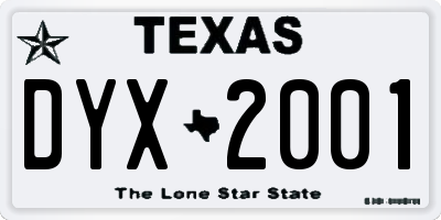 TX license plate DYX2001