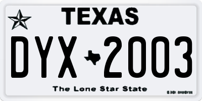 TX license plate DYX2003