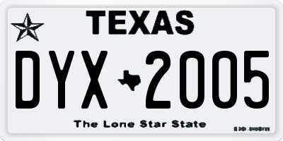 TX license plate DYX2005