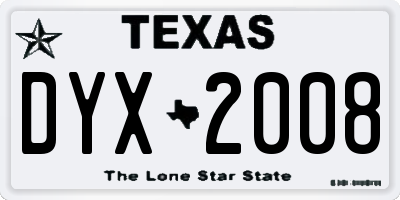 TX license plate DYX2008