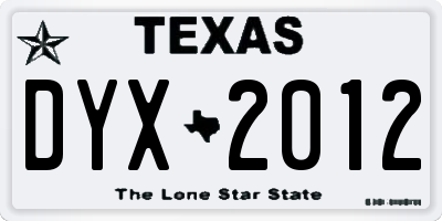 TX license plate DYX2012