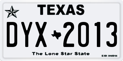 TX license plate DYX2013
