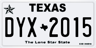 TX license plate DYX2015