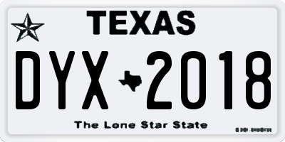 TX license plate DYX2018