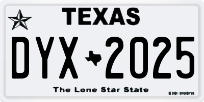 TX license plate DYX2025