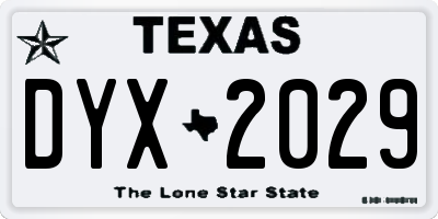 TX license plate DYX2029