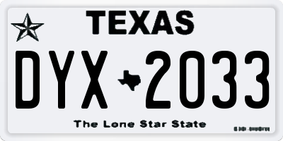 TX license plate DYX2033