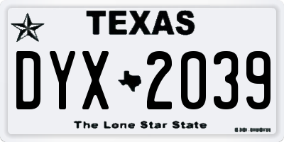TX license plate DYX2039