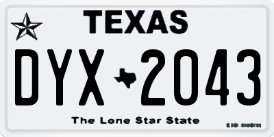 TX license plate DYX2043