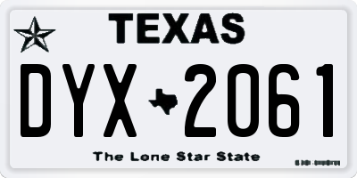 TX license plate DYX2061