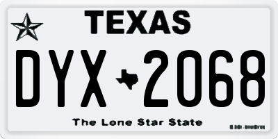 TX license plate DYX2068