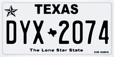 TX license plate DYX2074