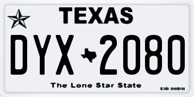 TX license plate DYX2080