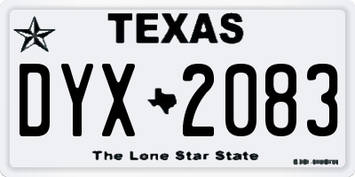 TX license plate DYX2083