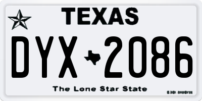 TX license plate DYX2086