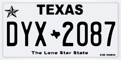 TX license plate DYX2087