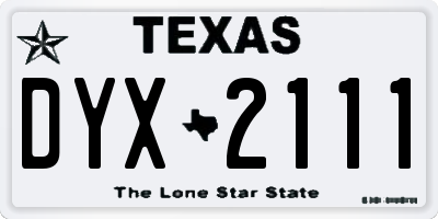 TX license plate DYX2111