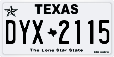 TX license plate DYX2115