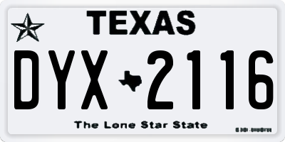 TX license plate DYX2116