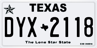 TX license plate DYX2118