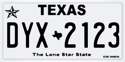 TX license plate DYX2123