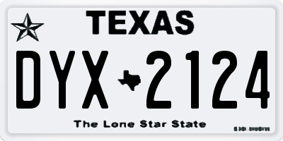 TX license plate DYX2124
