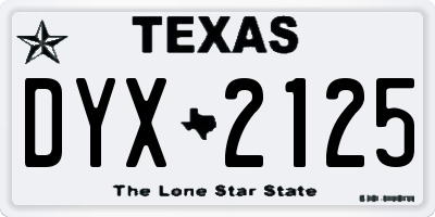 TX license plate DYX2125