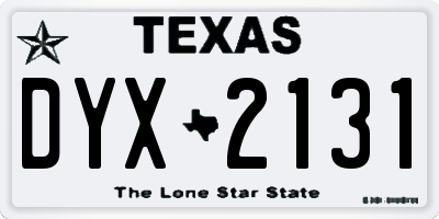 TX license plate DYX2131