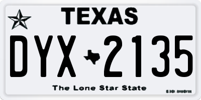 TX license plate DYX2135