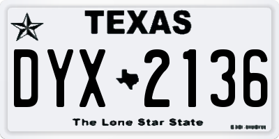 TX license plate DYX2136