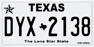 TX license plate DYX2138