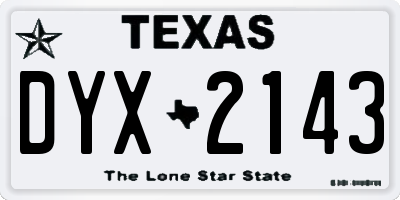 TX license plate DYX2143