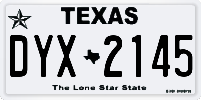 TX license plate DYX2145