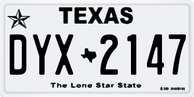 TX license plate DYX2147
