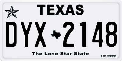 TX license plate DYX2148