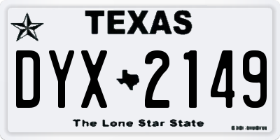 TX license plate DYX2149