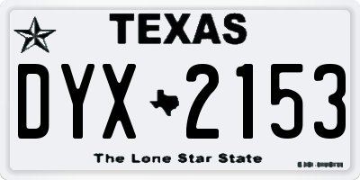 TX license plate DYX2153