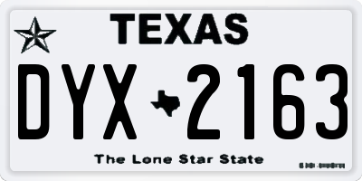 TX license plate DYX2163