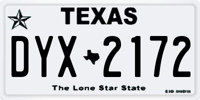 TX license plate DYX2172