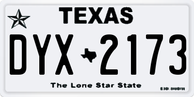 TX license plate DYX2173