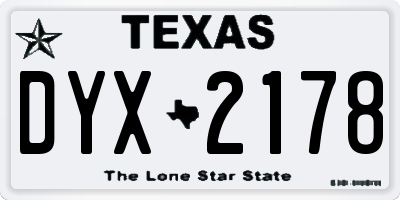 TX license plate DYX2178