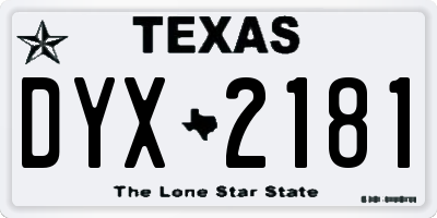 TX license plate DYX2181