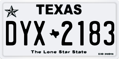 TX license plate DYX2183