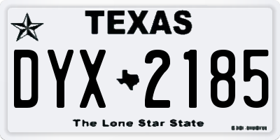 TX license plate DYX2185