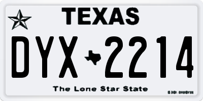 TX license plate DYX2214